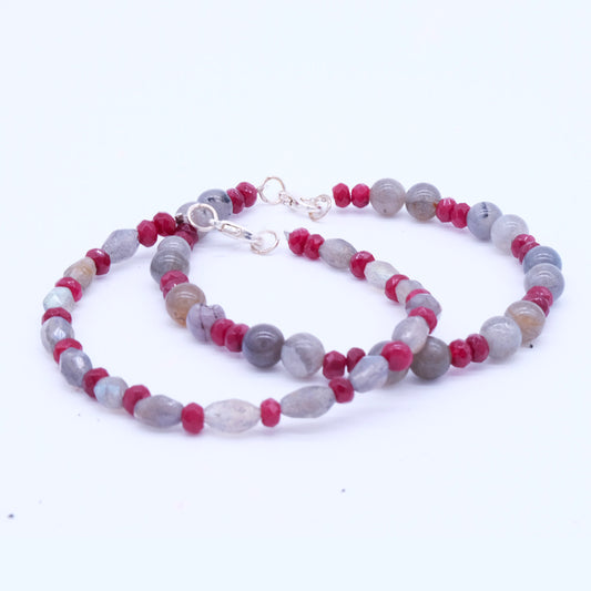 BRACCIALE IN LABRADORITE E RADICE DI RUBINO