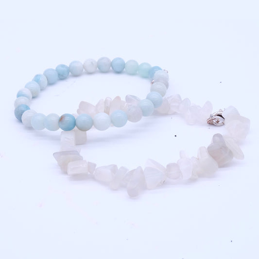 BRACCIALE IN AMAZZONITE E BRACCIALE IN PIETRA DI LUNA